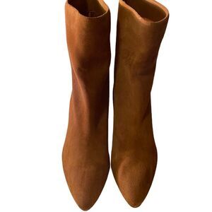 NWOT Something Navy Brown Milo Suede Ankle Sock Boots size 8.5